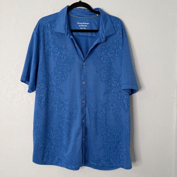 Tommy Bahama Other - Tommy Bahama IslandZone Mens XXL Blue Tonal Floral Jacquard Button Down Shirt